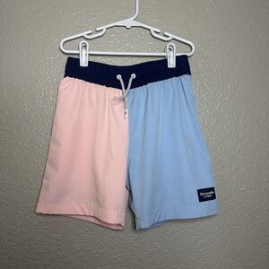 Abercrombie And Fitch Boys Swim Trunks Color Block Pink Blue Size 7 8